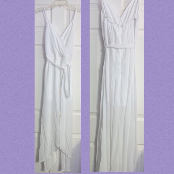 ❌DONATED❌White V-neck Surplice Adjustable Straps Maxi Shorts Romper - Picture 6 of 17